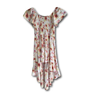 Art Class Walk Through Maxi Romper Girls Medium 8 Smocked Floral Cream Boho